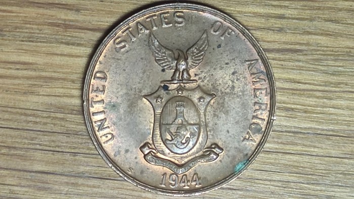 Insulele Filipine - piesa de istorie WW2 - 1 centavo 1944 S - administratie SUA - luciu batere