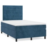 vidaXL Pat box spring cu saltea, albastru &icirc;nchis, 120x190 cm, catifea 3269999