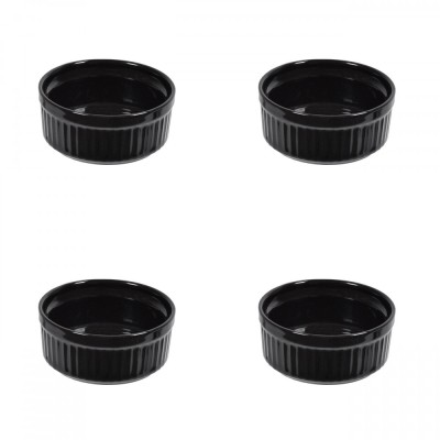 Set boluri, 4 piese, 60 ml, Portelan, Negru foto