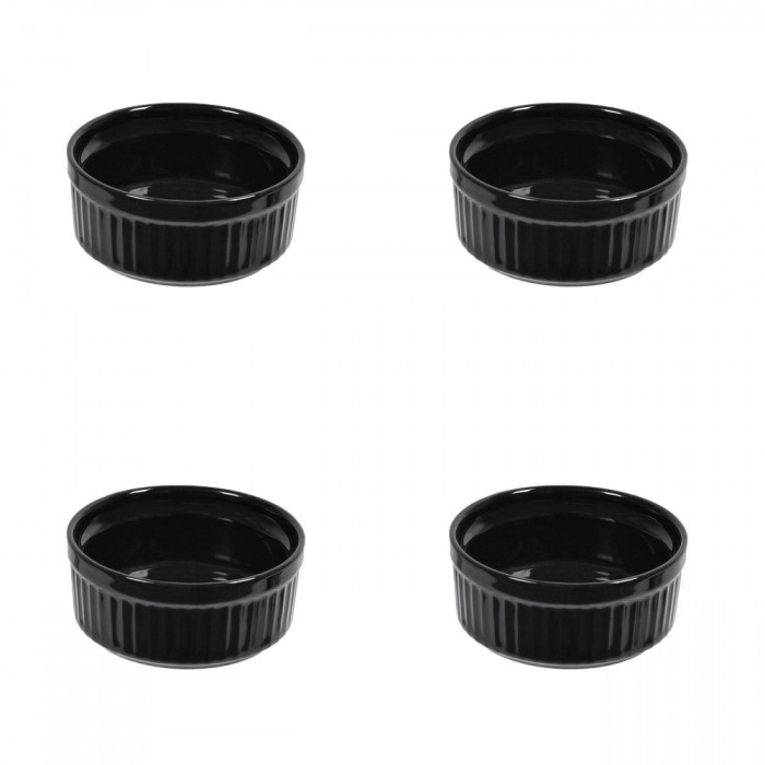 Set boluri, 4 piese, 60 ml, Portelan, Negru