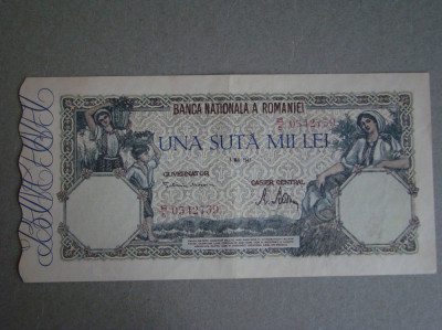 Bancnota 100000 lei 8 Mai 1947 ROMANIA - aUNC foto