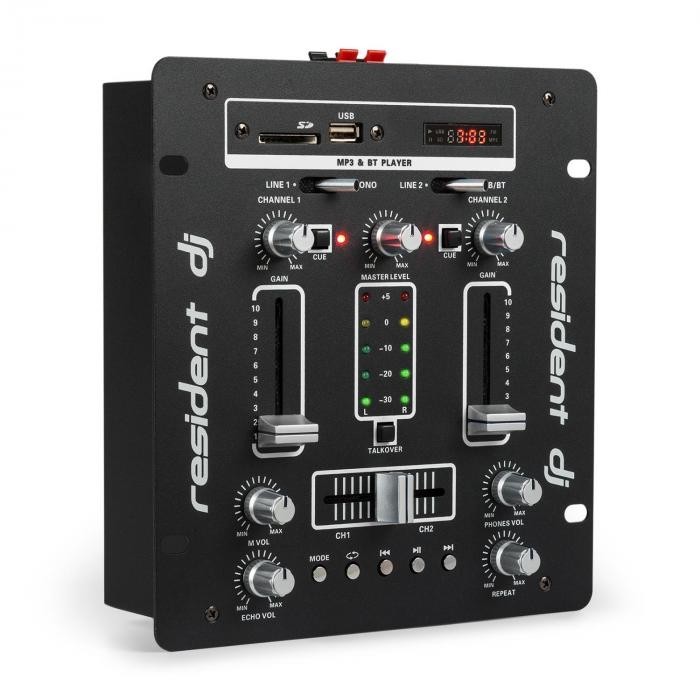 Resident DJ DJ-25, dj-mixer, pult de mixaj, amplificator, bluetooth, usb, negru/alb Resident DJ DJ-25, dj-mixer, pult de mixaj, amplificator, bluetooth, usb, negru/alb