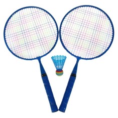 Set Rachete de Badminton Jacqueline pentru Copii de Plastic Bleu cu Fluturas 45 cm