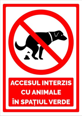 Indicator de securitate pentru accesul interzis cu animale in spatiul verde foto