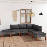 VidaXL Set mobilier de grădină cu perne, 6 piese, gri, poliratan