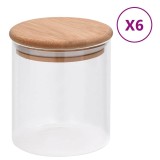 Borcane din sticla depozitare, capac de bambus, 6 buc., 600 ml