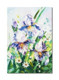 Cumpara ieftin Tablou Irisi si margarete pictat manual, 60x40cm ulei pe panza in cutit efect 3D, Valentin Pop