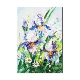 Tablou Irisi si margarete pictat manual, 60x40cm ulei pe panza in cutit efect 3D, Valentin Pop