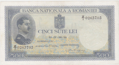 ROMANIA 500 LEI 1936 VF foto