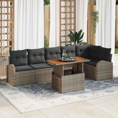 vidaXL Set de canapele pentru grădină 7 pcs Gri 100 x 55 x 73 cm 3349593 foto