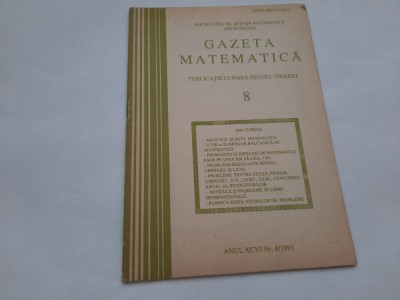 GAZETA MATEMATICA NR 8- 1991 RF1 foto