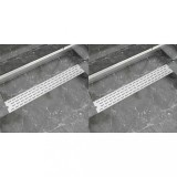 VidaXL Rigolă liniară de duș, 2 buc. 830x140 mm oțel inoxidabil, linii