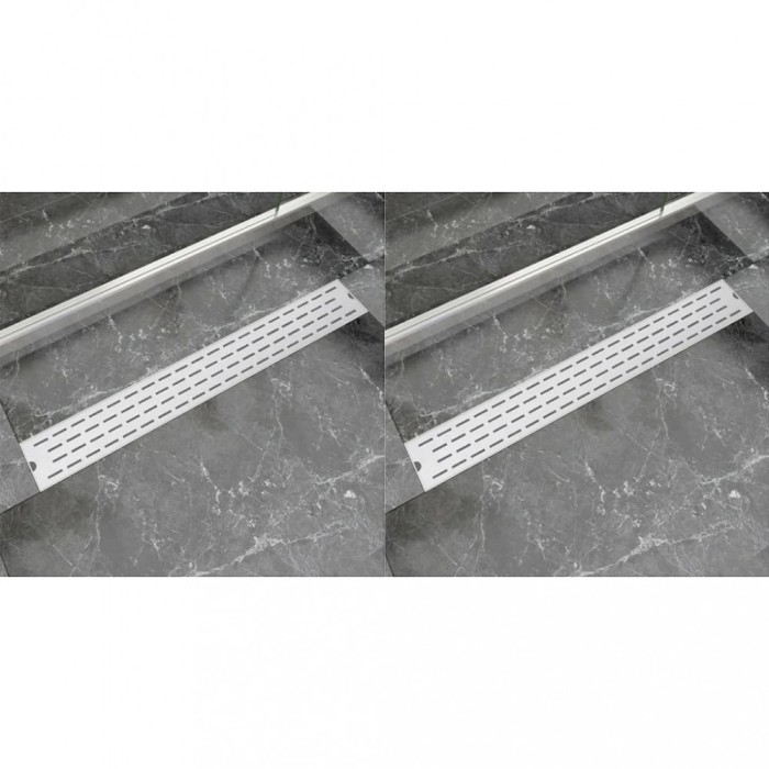 Rigolă liniară de duș, 2 buc. 830x140 mm oțel inoxidabil, linii
