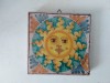 Placa ceramica vintage Fratantoni Italy, semnata, pictata manual, soare, Terra Cotta Sun Tile, 14x14x2cm