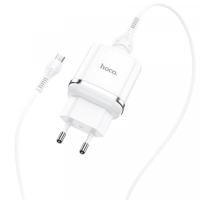 Incarcator Retea cu Cablu microUSB HOCO N3, 18W, 3A, 1 x USB-A, Alb foto