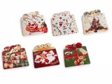Cumpara ieftin Set 6 suporturi pahare Craciun ceramica multicolora cm 10 x 11 H