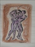 Cumpara ieftin Lucrare semnata Marcel Guguianu, tehnică mixtă pe hartie, 50x38 cm