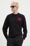 HUGO pulover de bumbac culoarea negru, light, 50516617