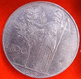 (M1585) MONEDA ITALIA - 100 LIRE 1955, PRIMUL AN DE BATERE, TIRAJ CEL MAI MIC DIN SERIE, MAI RARA