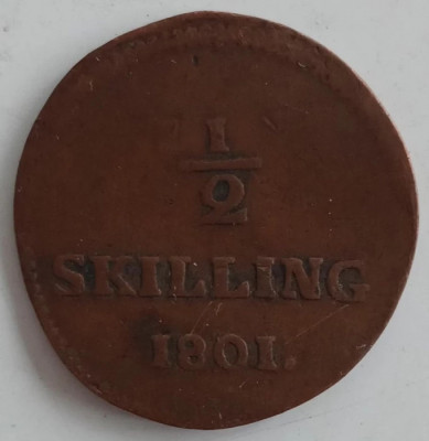 Moneda Suedia - 1/2 Skilling Riksgalds 1801 foto