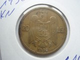 Moneda Romania 20 Lei 1930 Carol II KN. Argint! Colectionari Numismatica