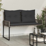 vidaXL Bancă de exterior cu pernă 4 pcs Gri și gri &icirc;nchis poliratan 42025161