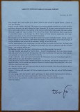 Autograf al laureatului Premiului Nobel pentru Literatura, Dario Fo, pe invitatia la banchetul organizat cu acest prilej