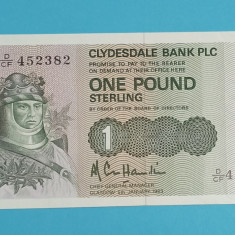 Scotia 1 Pound 1983 'Clydesdale Bank' UNC serie: D/CF 452382