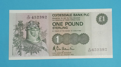 Scotia 1 Pound 1983 &amp;#039;Clydesdale Bank&amp;#039; UNC serie: D/CF 452382 foto