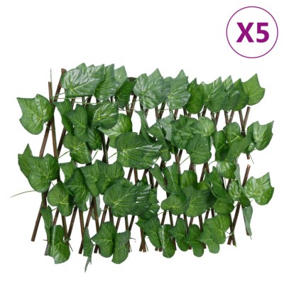 vidaXL Spalier frunze struguri false extensibil 5 buc verde 180x20 cm 366581 foto