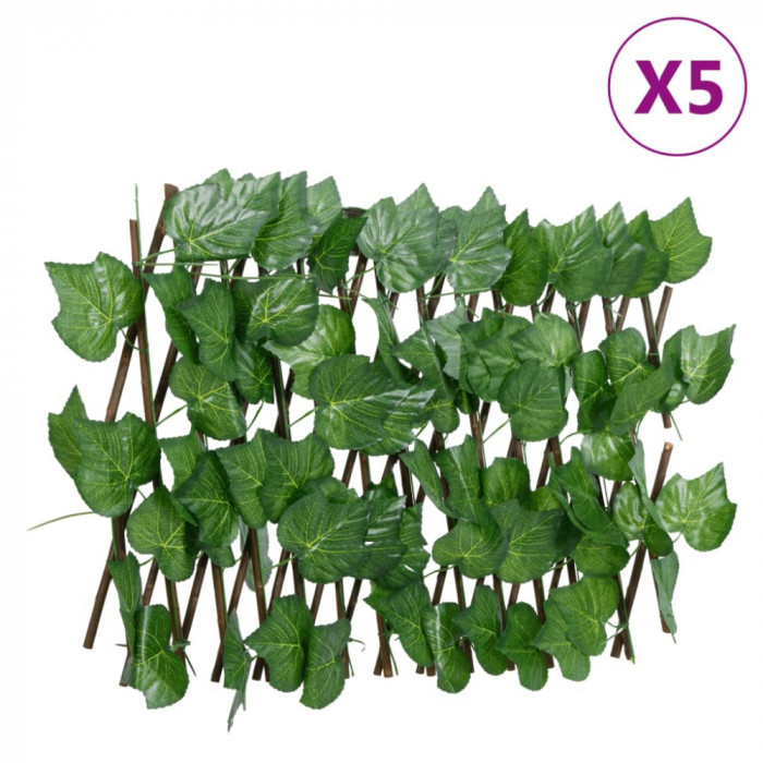 vidaXL Spalier frunze struguri false extensibil 5 buc verde 180x20 cm 366581