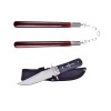 Set Cutit Vanatoare Full Tang 28cm + Nunceag Maro 31cm IdeallStore® Teaca Inclusa, Otel Inoxidabil, Maner Lemn, Camping