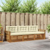 vidaXL Set de canapele de exterior cu pernă 3 pcs Natural și Crem 3372930