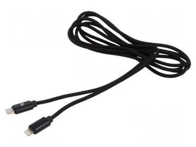 Cablu USB 2.0 Apple Lightning și USB C, 1,8m, negru foto