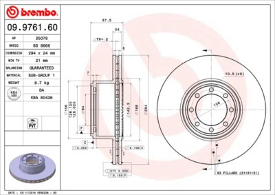 BREMBO 09.9761.60 PRIME LINE Disc frana foto