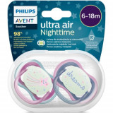 Set 2 suzete Philips-Avent SCF376/14, ultra air NightTime 6-18 luni, Ortodontice, fara BPA, Fosforescent, Dreams/Stea, Philips Avent