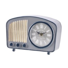 Ceas masa Radio Retro fier gri natur 23 x 8,5 x 16 cm
