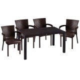 Cumpara ieftin Set de gradina masa si scaune Explore-Festive set 5 piese plastic maro 150x90x73.5cm
