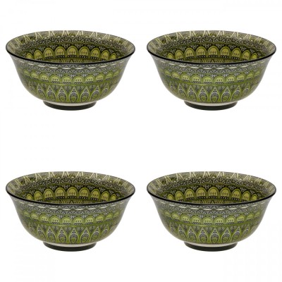Set boluri, 4 piese, 500 ml, Ceramica, Verde foto
