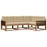 vidaXL Set de canapele de exterior cu pernă 4 pcs Natural și Bej 3382526