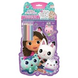 Carte de colorat cu 6 creioane colorate, Grafix, Gabbys Dollhouse, 20 pagini