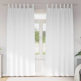 Perdele cu perdele 2 pcs Alb pur 260 x 140 cm Poliester