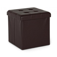 Taburet piele ecologica maro Magda 38x38x38 cm