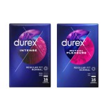 Cumpara ieftin Pachet Prezervative Durex Mutual Pleasure 16 bucati + Intense Orgasmic 16 bucati