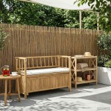 vidaXL Bancă de grădină cu șemineu natural 110 x 47 x 80 cm Bambus 42028076