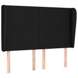 Cumpara ieftin Tablie de pat cu aripioare, negru, 147x23x118/128 cm, textil