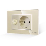 Cumpara ieftin Comutator Pentru Ventilator + Priza cu Rama din Sticla LUXION, Standard Italian, 3M SmartElectro IntelligentHouse