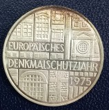 (A171) MONEDA DIN ARGINT GERMANIA - 5 MARK 1975, LIT. F, PROTECTIA MONUMENTELOR