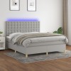 VidaXL Pat cu arcuri, saltea și LED, gri deschis, 160x200 cm, textil 3135765