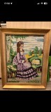 Tablou Goblen vintage &bdquo;Doamna &icirc;n mov"Hans Bingold, cusut manual